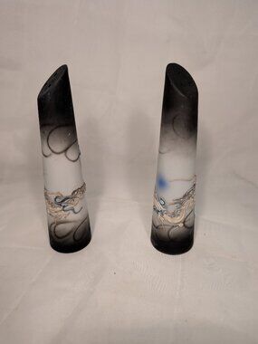 Japanese Moriage Dragonware tall conical salt and pepper shakers